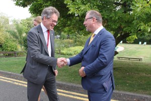 Sir Dermot Turing welcomes His Excellency Dr Arkady Rzegocki to Bletchley Park