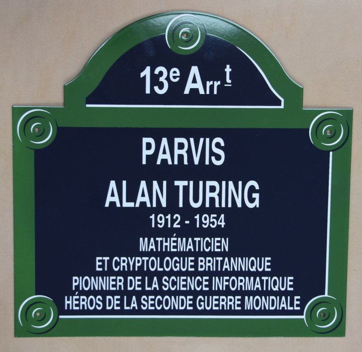 Plaque for the Parvis Alan Turing, Paris