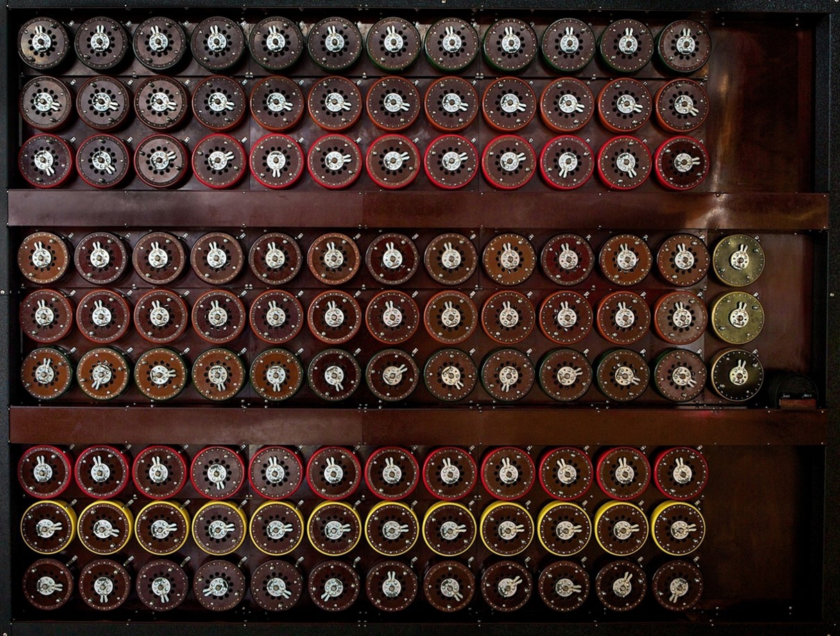 The replica Bombe on display at The National Museum of Computing