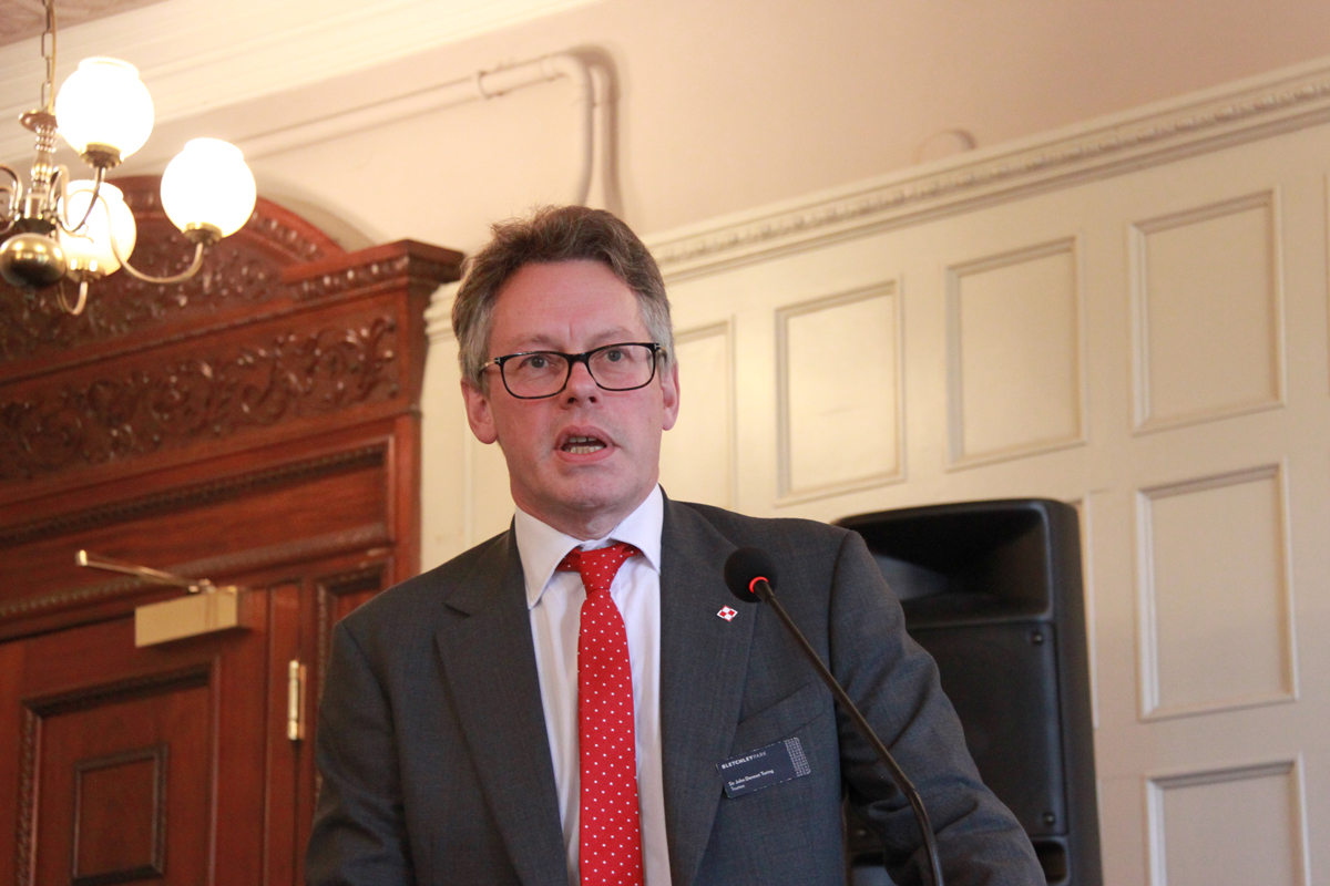 Dermot Turing speaking at Bletchley Park