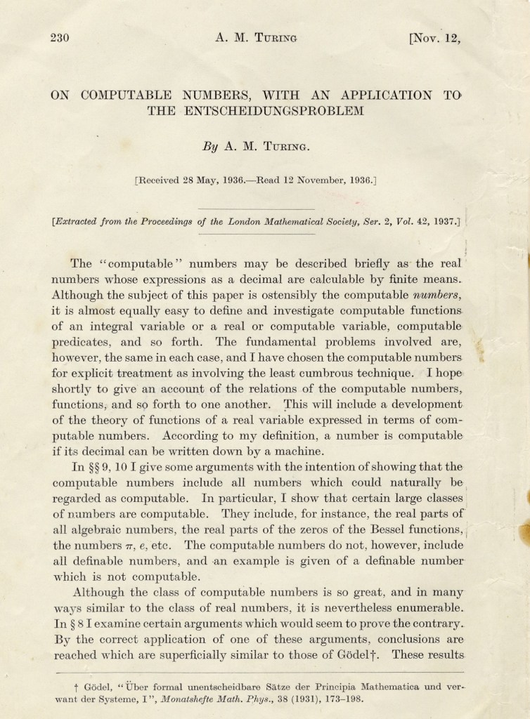 Image of first page of "On Computable Numbers"